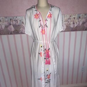 Embroidery beach cover cotton dress